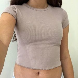 pink lettuce cut crop top